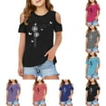 thumbnail image 5 of WOYY Toddler Girls Cold Shoulder Graphic T-Shirt Casual Short Sleeve T Shirt, Sizes 3-12, 5 of 5