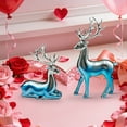 thumbnail image 6 of 2Pcs Elk Deer Statue Reindeer Figurines Resin Sculpture Living Room Home Decoration Nordic Tabletop Ornaments (Pink Gold Gradient 2 pcs), 6 of 6
