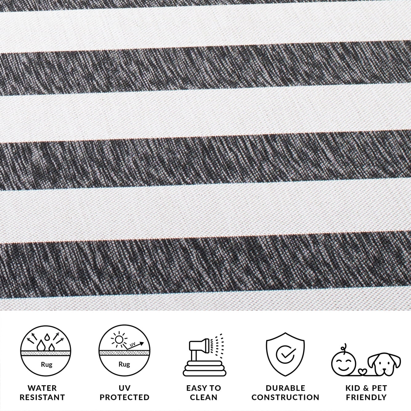Safavieh Courtyard Earl Striped Indoor/Outdoor Area Rug, Ivory/Black, 4' x 4' Square
