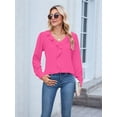 thumbnail image 4 of Womens Dressy Casual Blouse Business Long Sleeve Tops Ruffle V Neck Work Shirt 2025 Rose Red M, 4 of 8