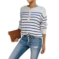 thumbnail image 2 of Long Sleeved Women Stripd Print Casual Knit Sweater Pullover, 2 of 4