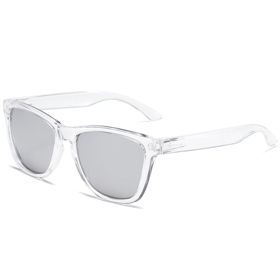 HBMYN Square Crystal Clear Sunglasses for Women, Mirrored Smoke Lens UV400 Protection, Trendy Plastic Eyewear for Driving and Beach