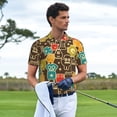 thumbnail image 3 of Picia Robot and Monsters Print Men's Polo Shirt, Two-Button Closure Pique Polo Shirt, Summer Fashion Golf Shirt-X-Large, 3 of 6