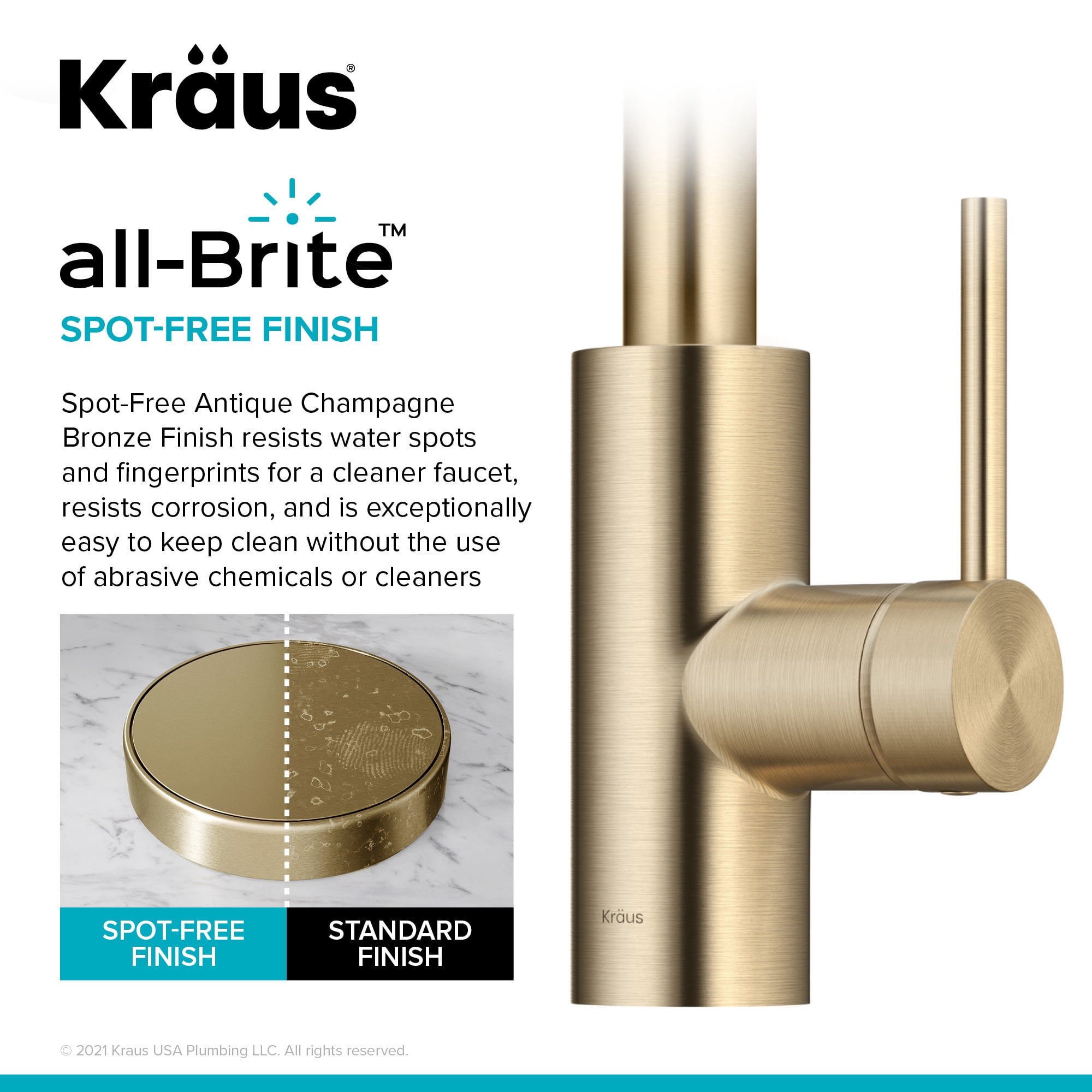KRAUS Oletto Single Handle Pull Down Kitchen Faucet with QuickDock Top Mount Installation Assembly in Spot Free Antique Champagne Bronze