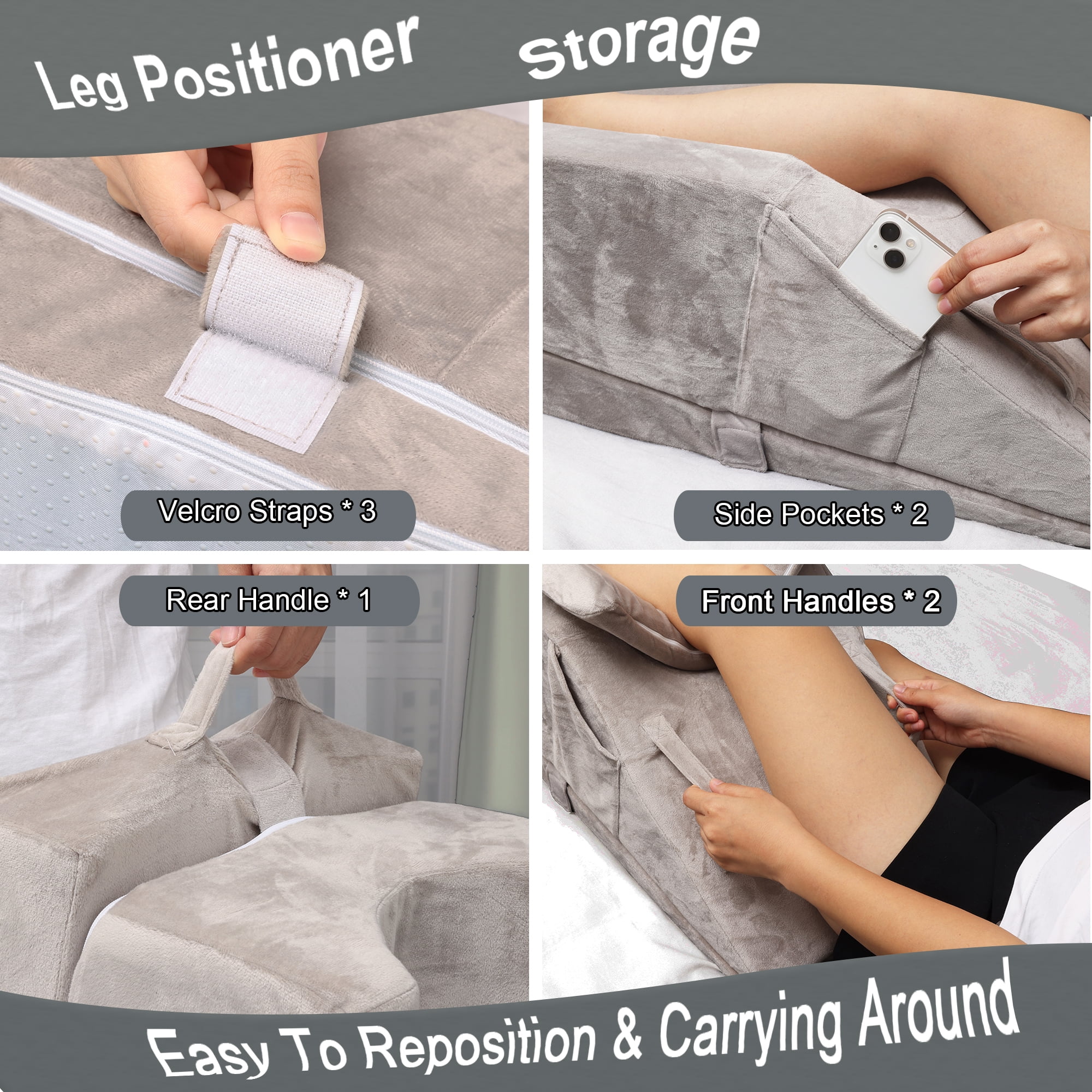 WDBBYL Leg Elevation Pillow, Adult, Removable Cover, Faux Velvet, 1 Pack