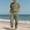 Army Green, variant on Men’s 2 Piece Linen Outfit Summer Beach Short Sleeve Button Down Shirt and Pants Set Muti Pocket White