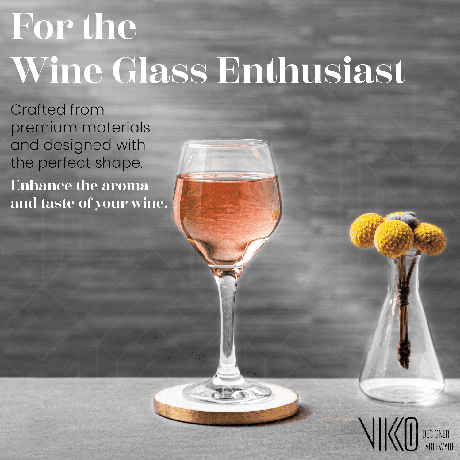 Vikko Small Wine Glasses, 8.75 Ounce | Perfect for Parties, Weddings, and Everyday – Thick and Durable Construction – Set of 12 Dishwasher Safe Wine Glasses