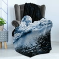 thumbnail image 4 of Moon Soft Flannel Fleece Throw Blanket, Moon Setting over Clouds Water Reflections Stars Universemed Image Print, Cozy Plush for Indoor and Outdoor Use, 60" x 80", Black Blue White, by Ambesonne, 4 of 5