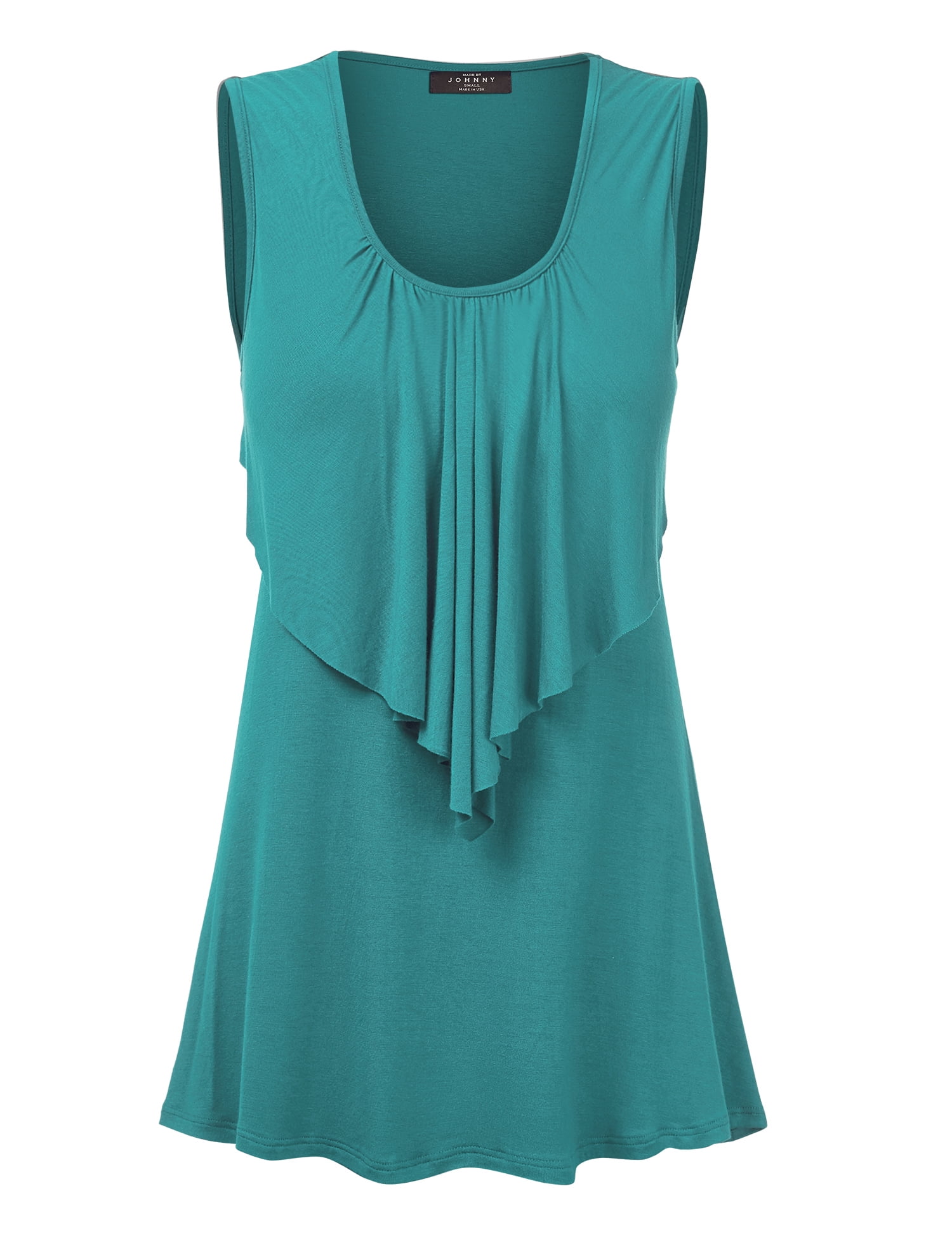 WT1355 Womens Sleeveless Front Ruffle Tank Top XXXL JADE