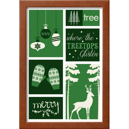 christmas evergreens checkerboard framed art print wall art by