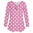 thumbnail image 6 of YUGYXL Tops for Women Long Sleeve Polka Dots Printed V Neck T Shirt Fall Casual Button Pullover Fashion Daily Shirts Pink XXL, 6 of 7