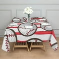 thumbnail image 3 of Red and White Striped Baseballs Pattern Square Tablecloth,Waterproof Square Table Cover,Wipeable Spillproof Washable Table Cover for Home Kitchen Party Decor 42"X42"(107x107cm), 3 of 6