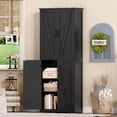 thumbnail image 7 of TEENFON 67" Kitchen Pantry Cabinet with 4 Doors, Farmhouse Pantry Cabinet with Adjustable Shelves, Storage Cabinet for Kitchen, Bathroom, Black, 7 of 7