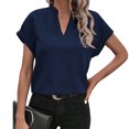 thumbnail image 2 of Tshirts Women Trendy Women's Summer Tops V Neck Short Sleeve Shirts Loose Flowing Tunics, 2 of 9