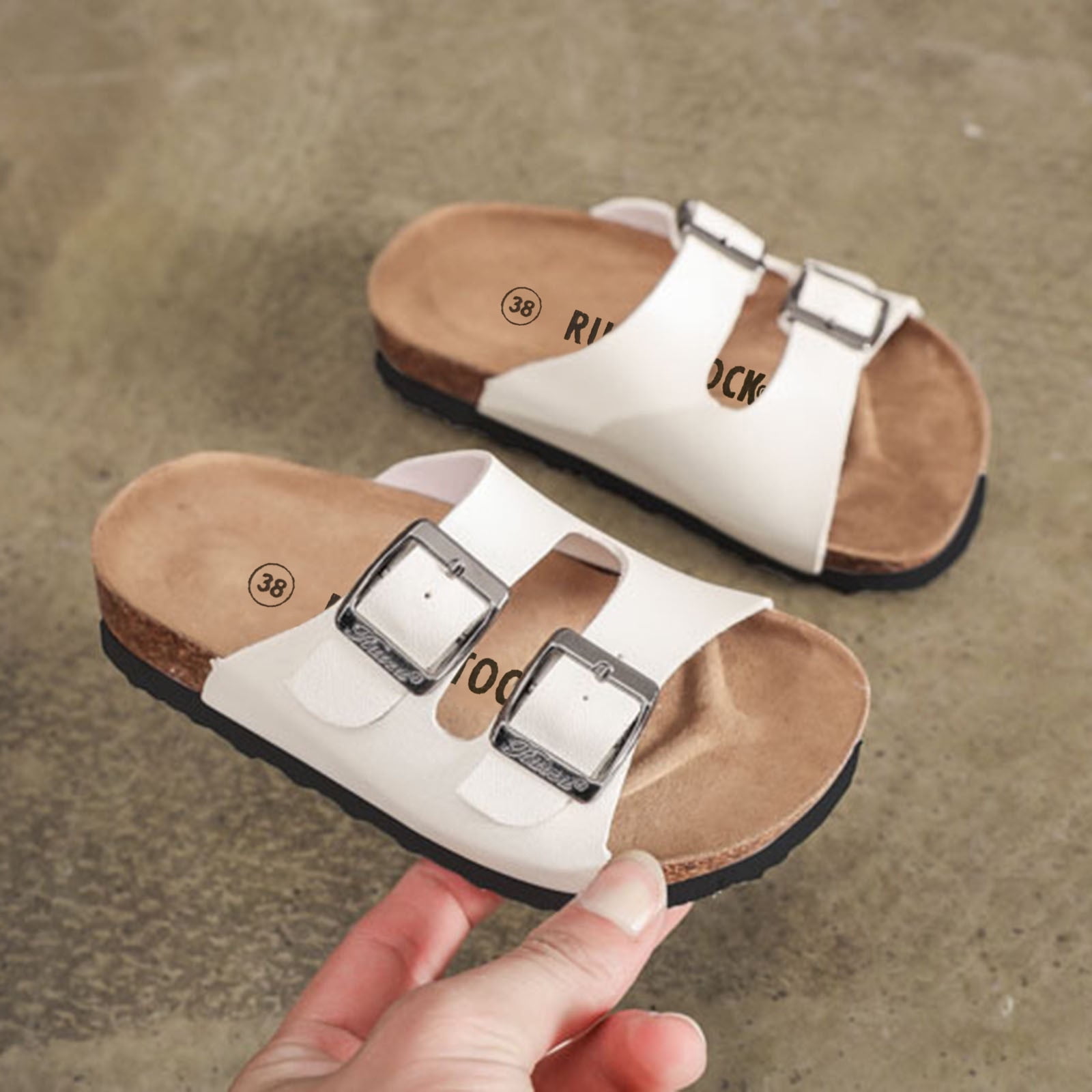 Toddler Shoes Girls Size 6 Toddler Kids Sandals Boys Girls Cork Footbed Sandals with Adjustable Buckle Casual Slides Open Toes Flat Girls Closed Toe Sandals Size 3 Big Kids