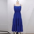 thumbnail image 5 of cocolona Womens Summer Spaghetti Strap Maxi Dress Smocked Waist Tiered Ruffle Flowy Long Dress Fashion Casual Sundress, 5 of 7