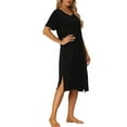 thumbnail image 4 of INSPIRE CHIC Women's Casual Short Sleeve T-shirt Dress Nightshirt Nightgown Basic Sleepwear Midi Shirtdress L Black, 4 of 6