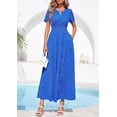thumbnail image 2 of PRETTYGARDEN Womens Boho Maxi Dress Floral Summer Spring Short Sleeve V Neck A Line Embroidered Beach Vacation Dresses, 2 of 8