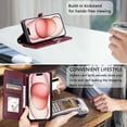 thumbnail image 5 of For Apple iPhone 11 Pro Case Wallet, Cards Holder RFID Blocking Crossbody Shoulder Strap Hand Wrist Bumper Shockproof Flip Cover Stand Protective PU Leather Phone Case for iPhone 11 Pro, Winered, 5 of 8