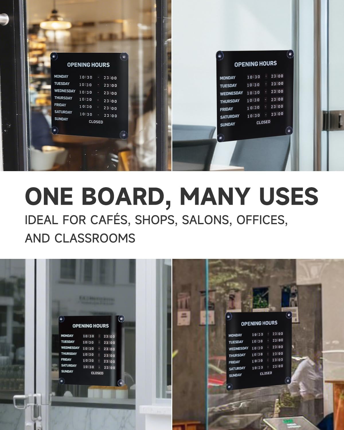 Nathome Magnetic Metal Business Hours Sign, Open Closed Display Board with Suction Cup and Adhesive Wall Mount, Reusable, 10.24 x 10.24 in