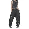 thumbnail image 3 of Coduop Women Casual Drawstring Pants Elastic Waist Loose Trousers Bottoms Joggers Cargo Pants, 3 of 9