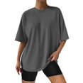 thumbnail image 2 of Gvdentm Women's Plus Size T Shirts Oversized Tees Summer Short Sleeve Crew Neck Loose Tunic Tops(Dark Gray,2XL), 2 of 7