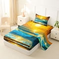 thumbnail image 2 of spefrowx Tropic Sunset Wave Twin Sheets for Kids, Golden Palm Seagull Coast Bedding, 3 Pieces, 1 Flat Sheet, 1 Fitted Sheet and 1 Pillowcase, 2 of 5