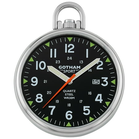 Gotham Men's Sport Series Stainless Steel Analog Quartz Date Pocket Watch # GWC14109SB