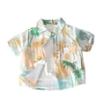 thumbnail image 2 of Afuyipoi Boys Tropical Floral Beach Shirt Short Sleeve Button Down Floral Aloha Shirt Summer Vacation Casual Lapel Tee Yellow Size 4-5 Y, 2 of 5