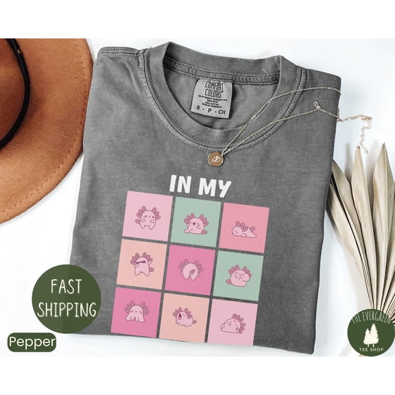 Velto In My Axolotl Era T-shirt, Cute Amphibian Graphic Apparel, Kawaii Salamander Outfit, Fun Gift Clothing for Animal Lovers, Full Size S-5XL