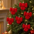 thumbnail image 4 of 6Pcs Velvet Christmas Balls, Flocked Bow Shaped Baubles for Christmas Tree, Shatterproof Flocked Ornaments Balls for Family Holiday Wedding Party Xmas Hanging Decoration(Red), 4 of 7