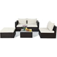 thumbnail image 5 of Spaco 5 Pieces Patio Rattan Furniture Set with Coffee Table-Off White, Wicker Furniture Conversation Sets, Coffee Table for Garden, Poolside, Backyard, 5 of 9