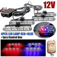 thumbnail image 2 of 16 LED Red Blue Car Strobe Flash Light 12V Police Warning Flashing Lamp + Remote, 2 of 4