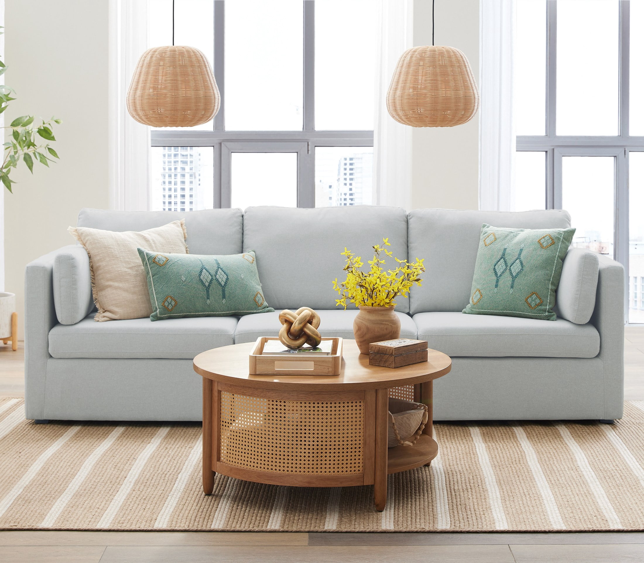 Better Homes & Gardens Modular Sectional Sofa with Storage Ottoman, Grey