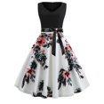 thumbnail image 1 of Vestido de columpio sexy sin mangas con cuello en V estampado vintage de moda para mujer Fridja  hj4678, 1 of 7