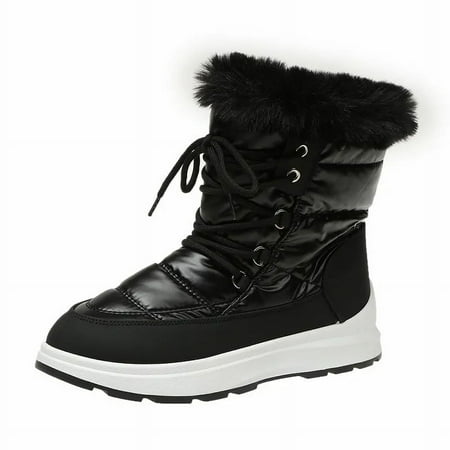 

Women s Faux Fur Ankle Boots Chunky Platform Waterproof Snow Boots Women Silver Thick Plush Warm Winter Boots Shoes