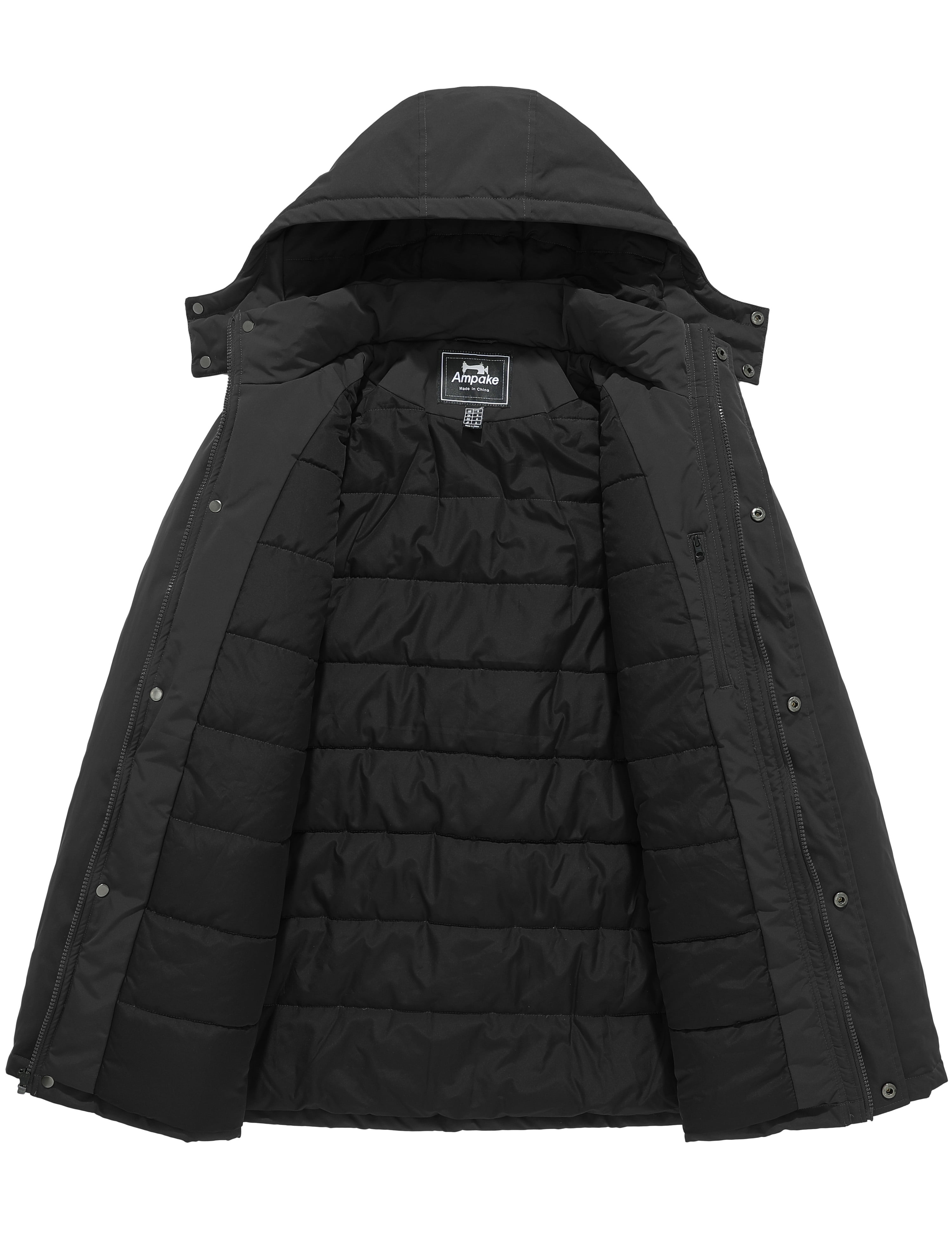 Men's Winter Coat Warm Padded Puffer Jacket Windproof Winter Coat Black L