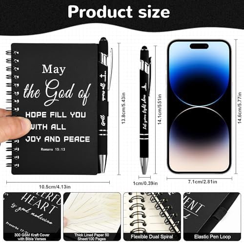 Christian Prayer Journal Spiral Black Notebooks Bulk Small Notepad with Pens - Small Notepads (4.13”x5.43”) - christian Gifts for male, Church Members & Bible Study Groups (30 sets Black)