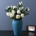Ludlz Artificial Flowers in Vase Decor Silk Rose Flower Arrangements Fake Faux Flowers Bouquets