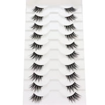 False Eyelashes Lashes Natural Look Thick Short 3D Faux Mink Lashes Strip 10mm Reusable Soft Wispy Lashes Pack Vegan Natural Lashes 10 Pairs(Natural Short lashes)