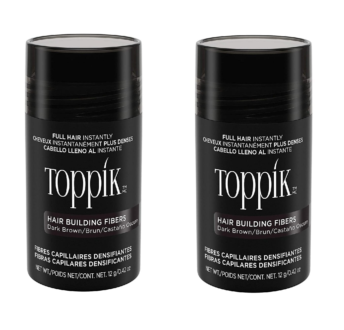 Toppik Hair Building Fibers, Dark Brown, 0.42 oz 2 Pack