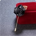 thumbnail image 4 of Gentleman's Suit Flower Brooch Handmade Lapel Pin Boutonniere Stick Corsage Accessory Multicolor Rose Satin Tuxedo Groom Wedding Banquet Party, 4 of 8