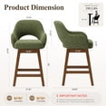 thumbnail image 5 of EOP Modern Swivel Bar Stools Set of 4, 25" Upholstered Counter Height Bar Stools with Wood Legs & Curved Back, Mid Century Bar Chairs for Kitchen Island Pub, Green, 5 of 11