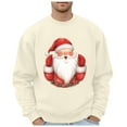 thumbnail image 2 of JIANJIA Mens T-Shirts Christmas Santa Print Round Neck Long Sleeve Pullover Hoodie Autumn Winter Tops Activewear, 2 of 4
