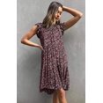 thumbnail image 2 of Robe d'Été pour Femmes Sans Manches à Volants Col Rond Mini Robe Couleur Unie Coupe Ample Courte Fluide Plissée, Rouge, TG, 2 of 3