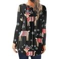 thumbnail image 3 of Hauts d'Été pour Femmes Décontractés Col Rond Boutonné Manches Longues Imprimé de Noël en Liquidation, 3 of 5