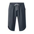 thumbnail image 5 of Mens Casual Soft Linen Long Shorts Knee Length Sport Running Lounge Work Shorts Capri Pant Summer Beach Casual Drawstring Shorts with Pockets Navy Xl, 5 of 6