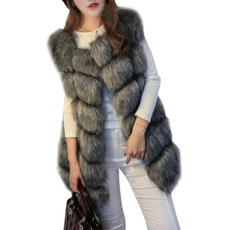 Womens Winter Warm Faux Fur Gilet Vest Sleeveless Waistcoat Jacket Coat (Best Faux Fur Vest)