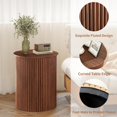 thumbnail image 3 of Round Fluted Side Table, 17.7" Mid-Century Modern End Tables, Wooden Bedside Table Round Nightstand Small Circle Sofa Accent Table for Living Room, Bedroom Home (Walnut), 3 of 8