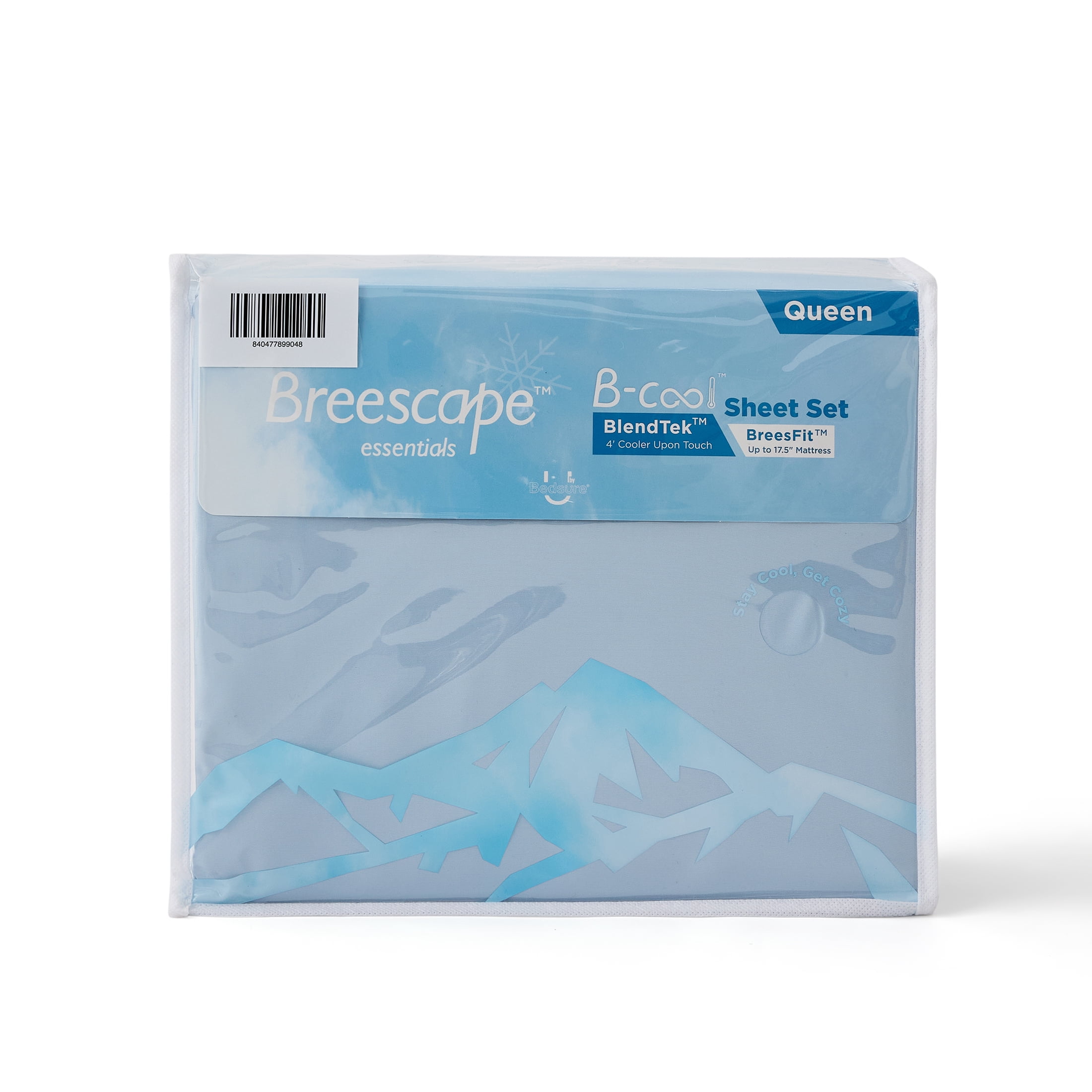 Breescape Essentials 4-Piece  B-Cool Cooling Bed Sheets Set, Blue, King